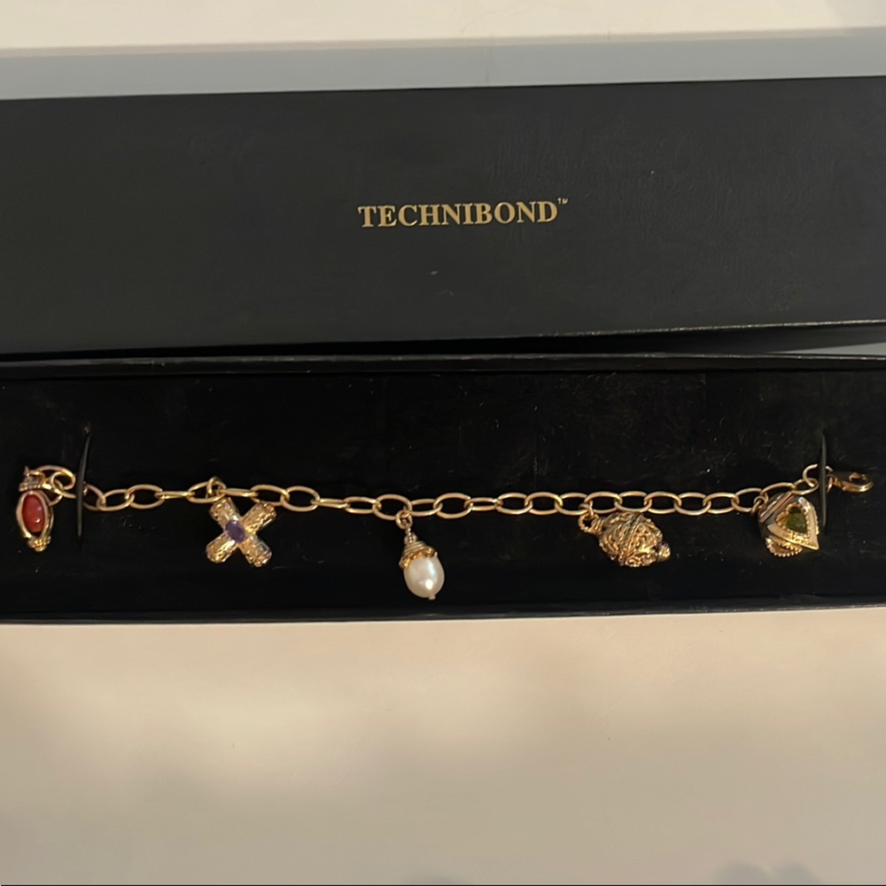 Technibond Gold Bracelet with Colorful Charms
